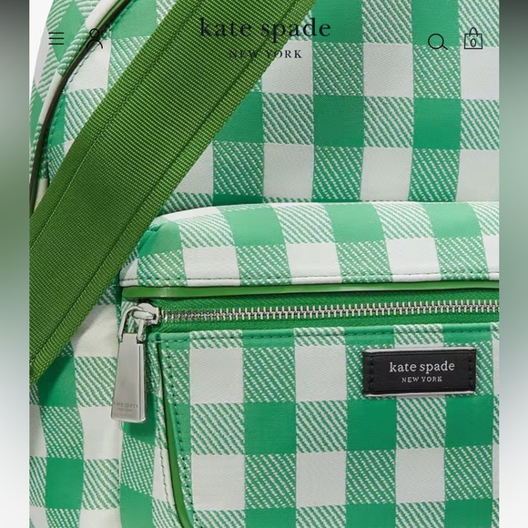 Kate Spade ♠️ Sam Icon Gingham Printed Fabric Small Backpack. BNWOT main image 6